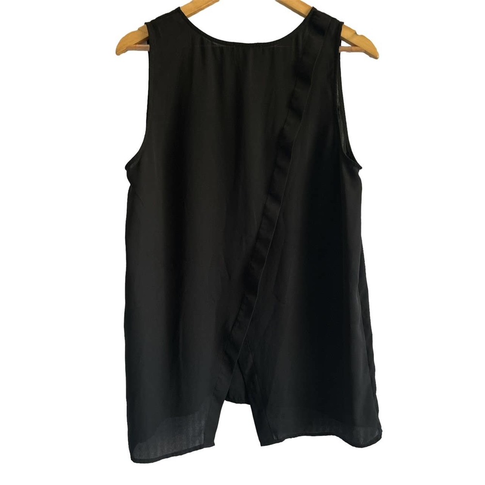 14th & Union Size Large Black Sleeveless Crisscross Back Career Shell‎ Blouse - Picture 2 of 4